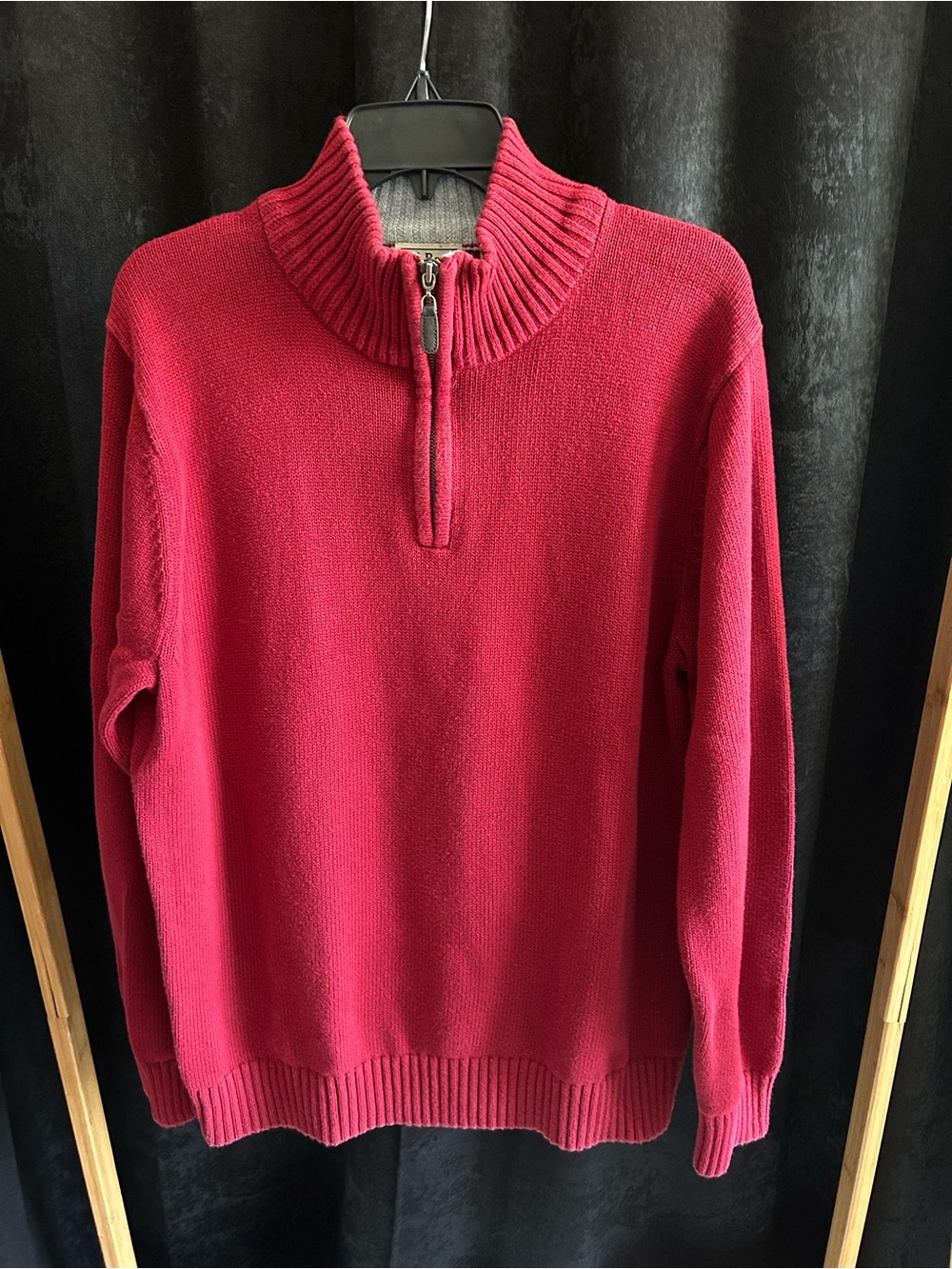 L.L. Bean Men's Zip-Neck Sweater in Deep Red